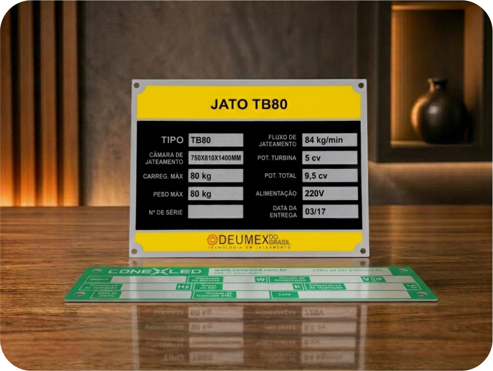 Placa de alumínio com impressão UV para máquinas e painéis eletrônicos